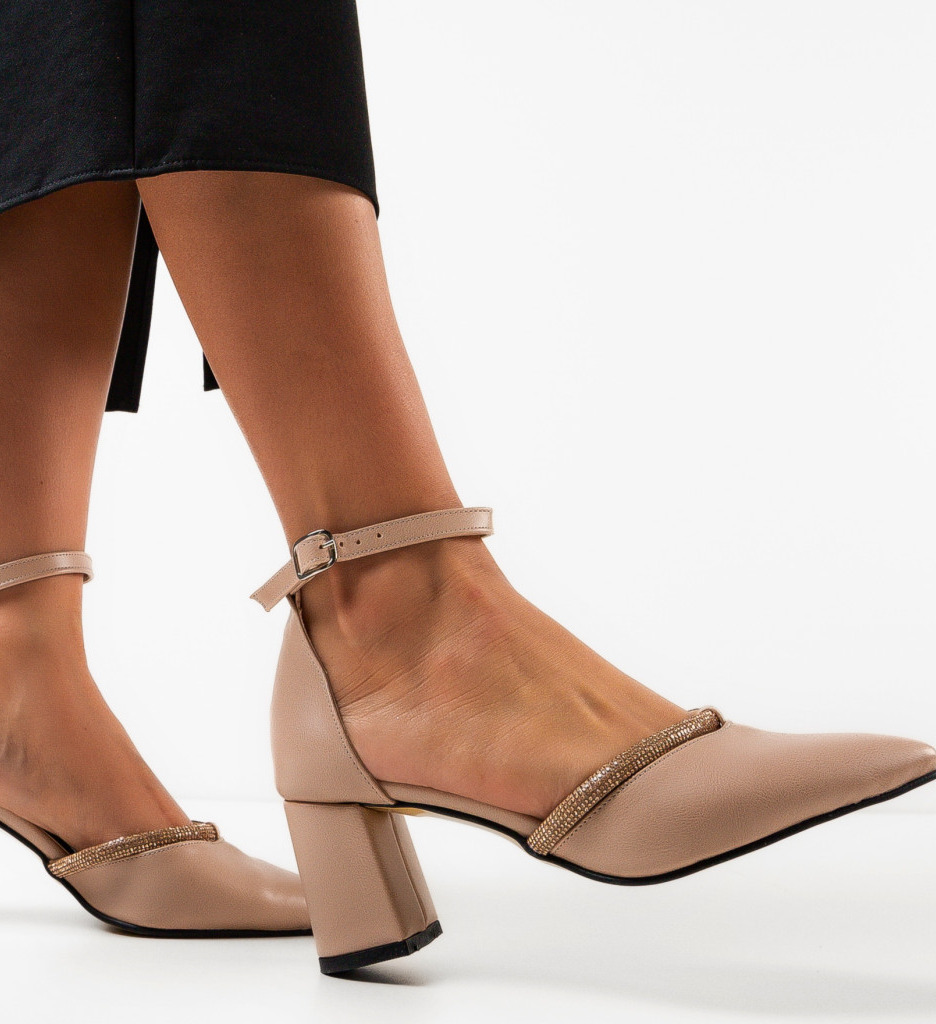 Pantofi Dama Nude cu Toc Elegant - imagine 4