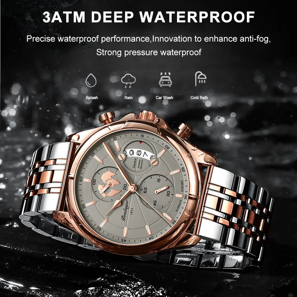 Ceas Poedagar Barbatesc Argintiu-Rose Gold - imagine 2