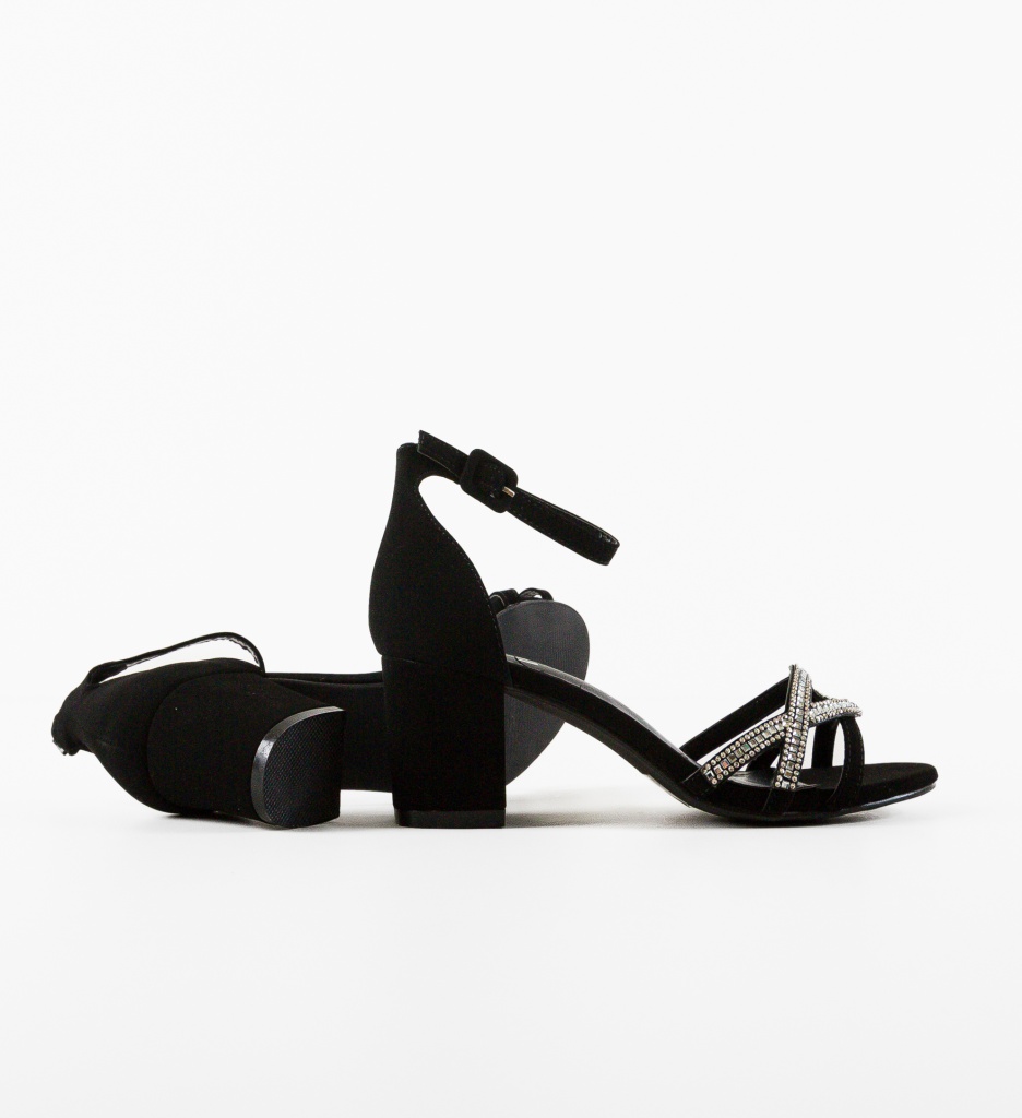 Sandale cu Toc Negre Elegante | Stil Unic - imagine 2
