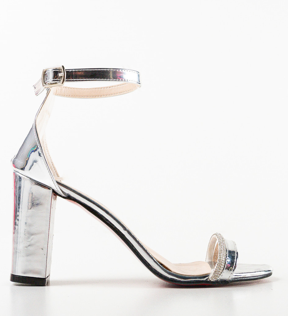 Sandale cu Toc Juna Argintii | Look Elegant - imagine 4