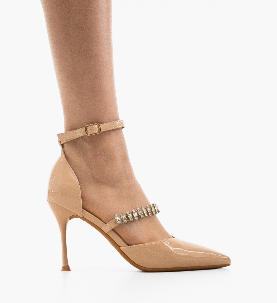 Pantofi Dama Rhys Bej cu Toc Eleganți - imagine 6