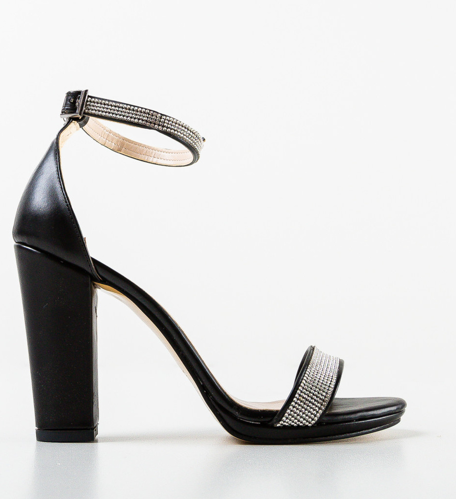 Sandale toc Odika negre elegante - imagine 4