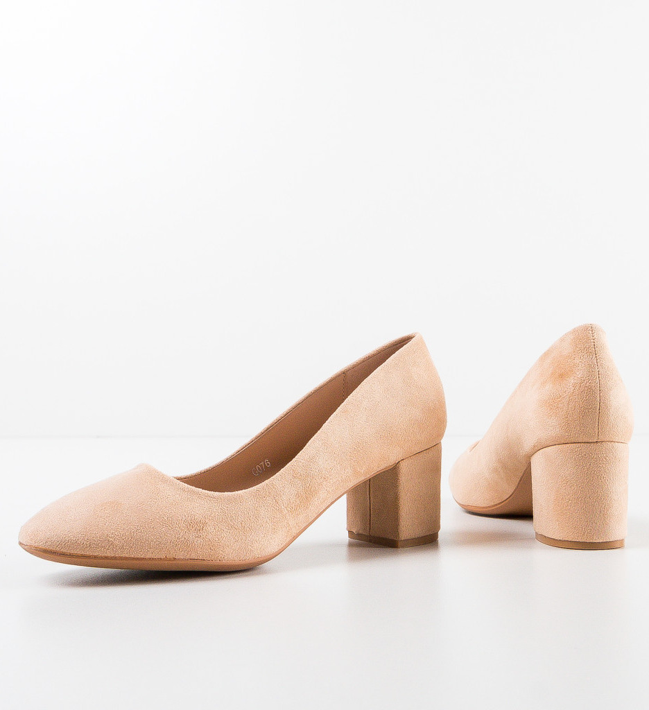 Pantofi Yerkam Bej cu Toc Eleganți - imagine 5