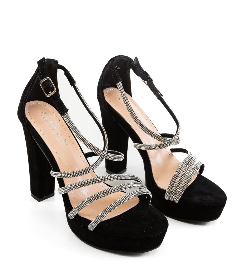 Sandale cu toc Delana Negre | Eleganță și Stil - imagine 5