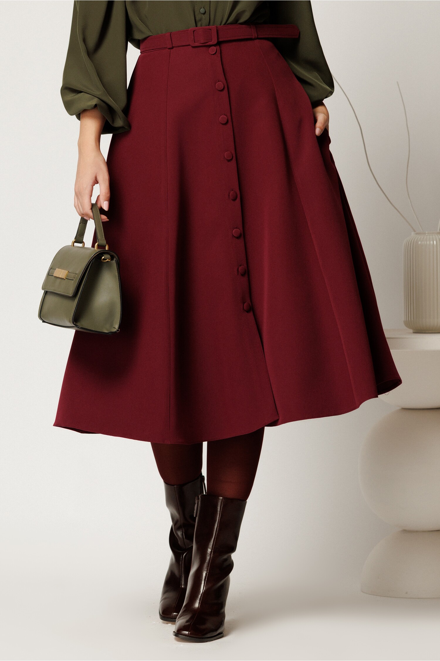 Fusta Midi DY Fashion Bordo Clos Eleganta