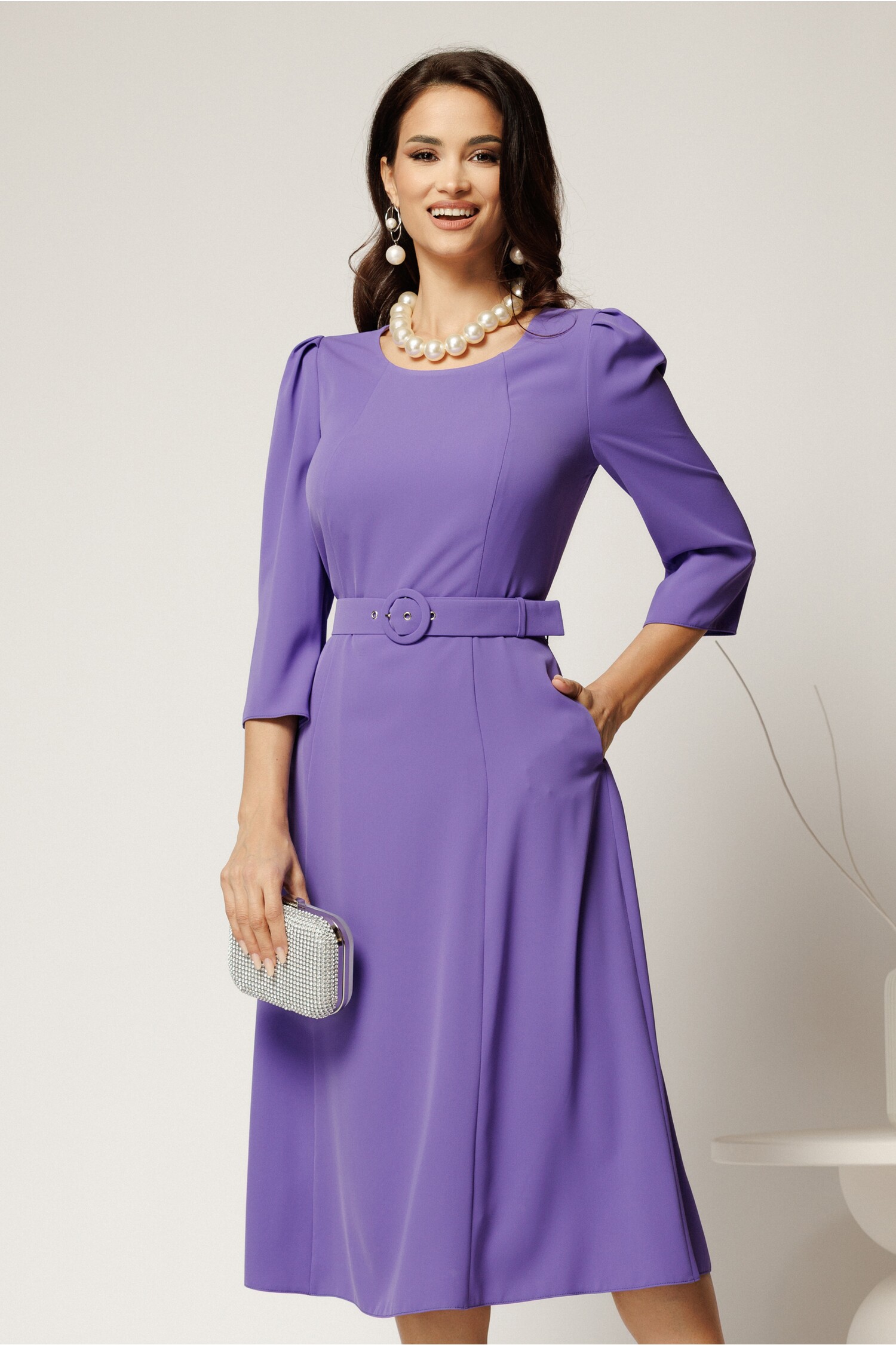 Rochie Midi Lila Triplu Voal | Cununie Civilă