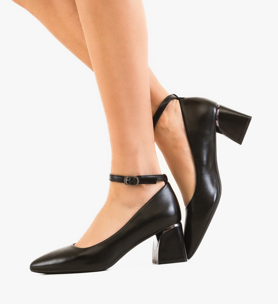 Pantofi Sakre Negri Eleganți cu Toc - imagine 5