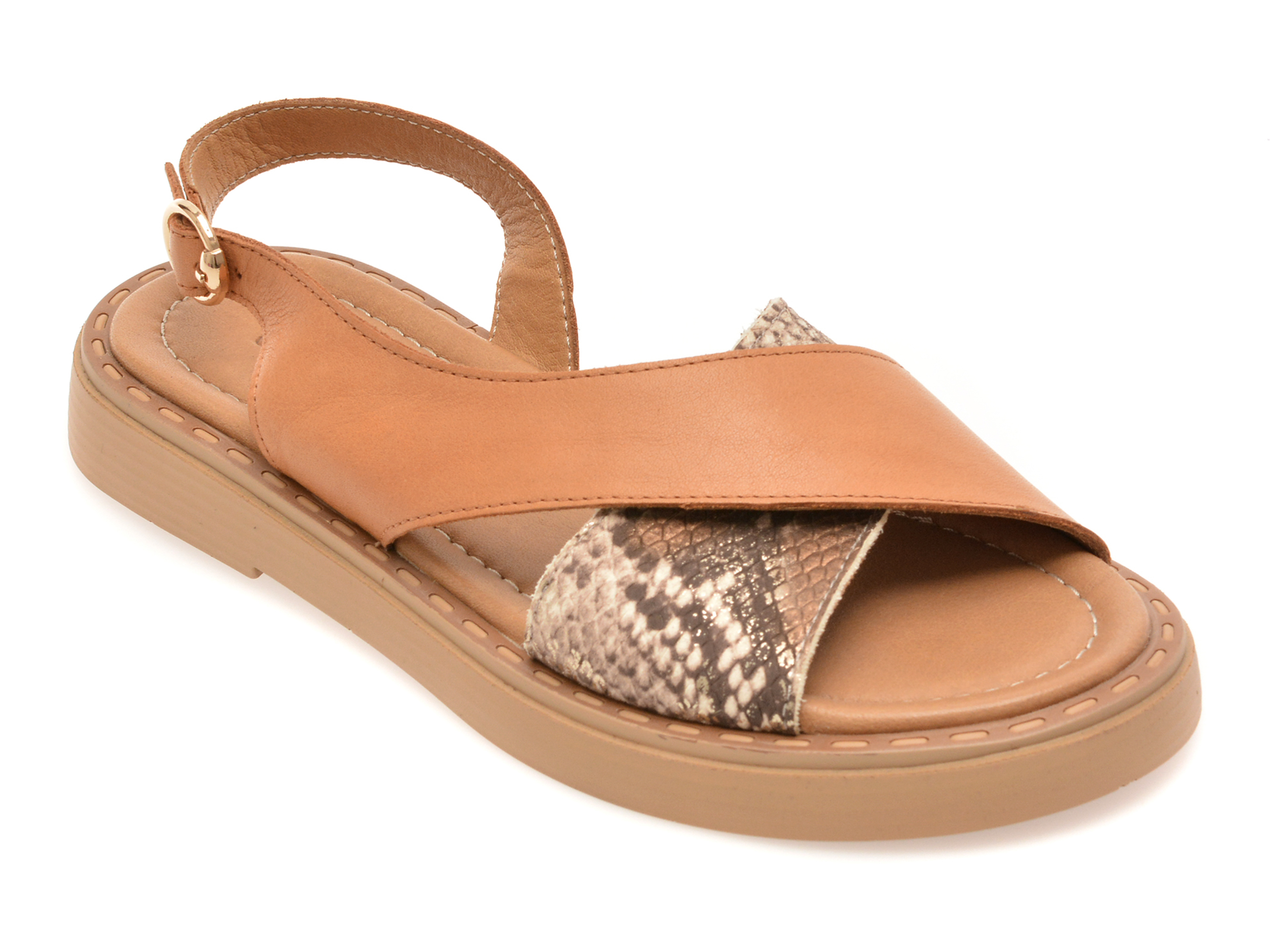 Sandale Gold Deer Maro din Piele Naturală