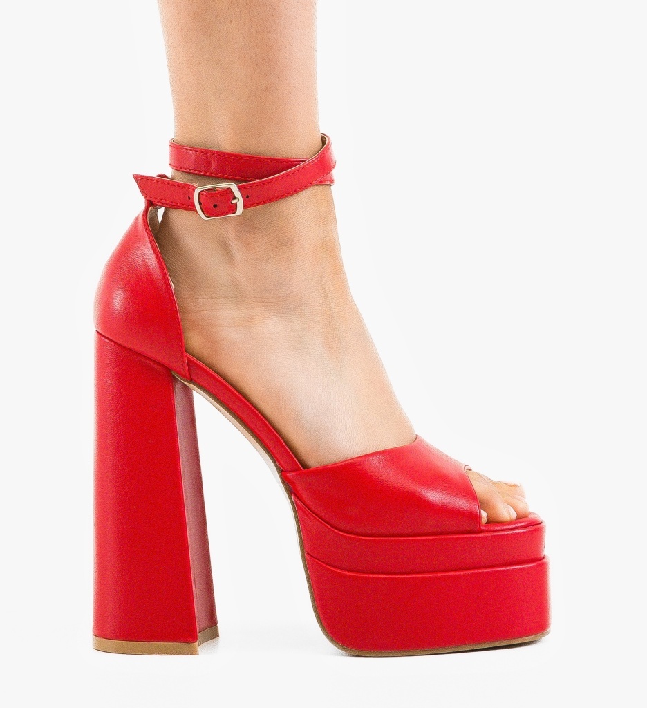Sandale Dama Tidis Rosii Elegante cu Toc - imagine 2