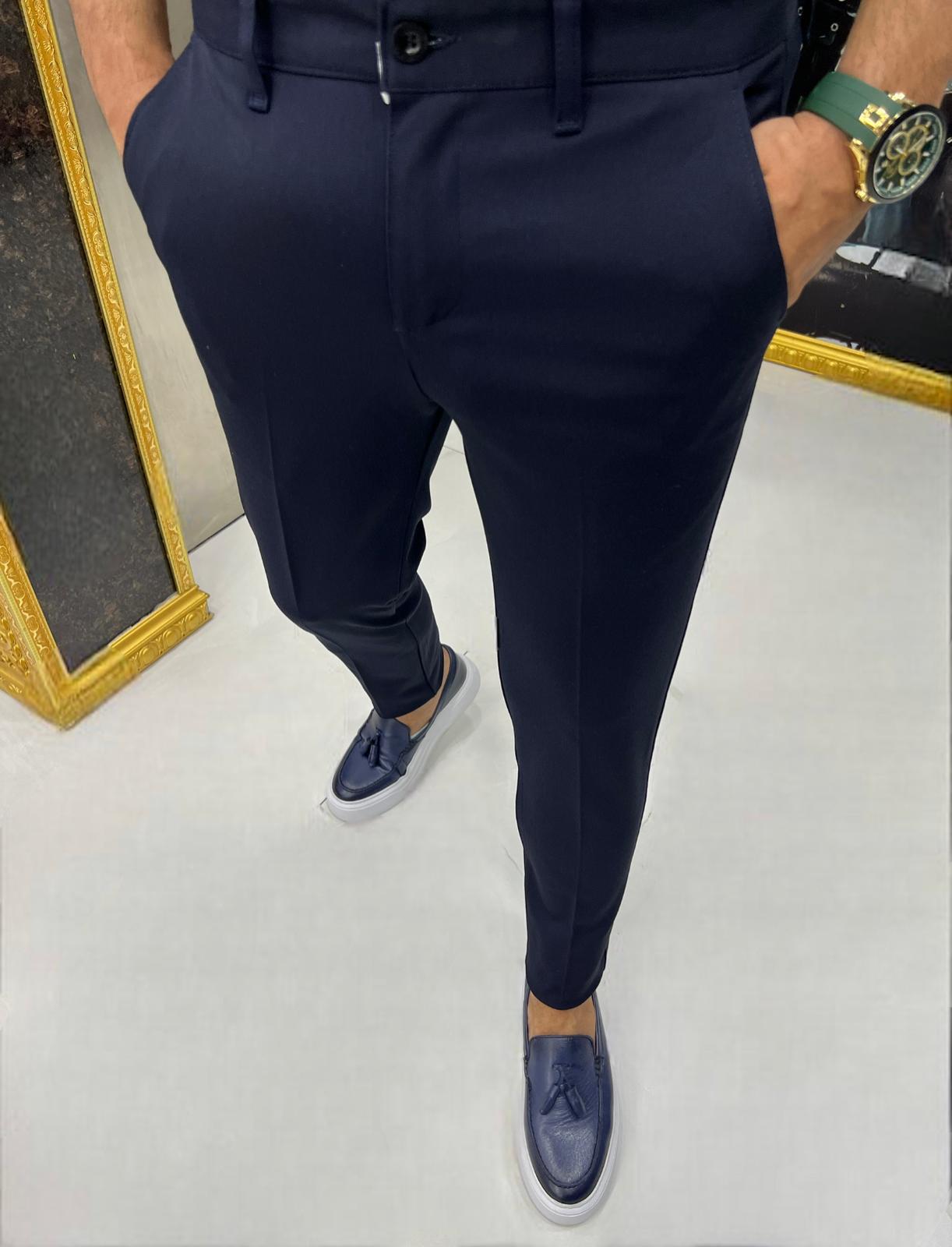 Pantaloni Casual Bumbac Bleumarin | Confort Stilat