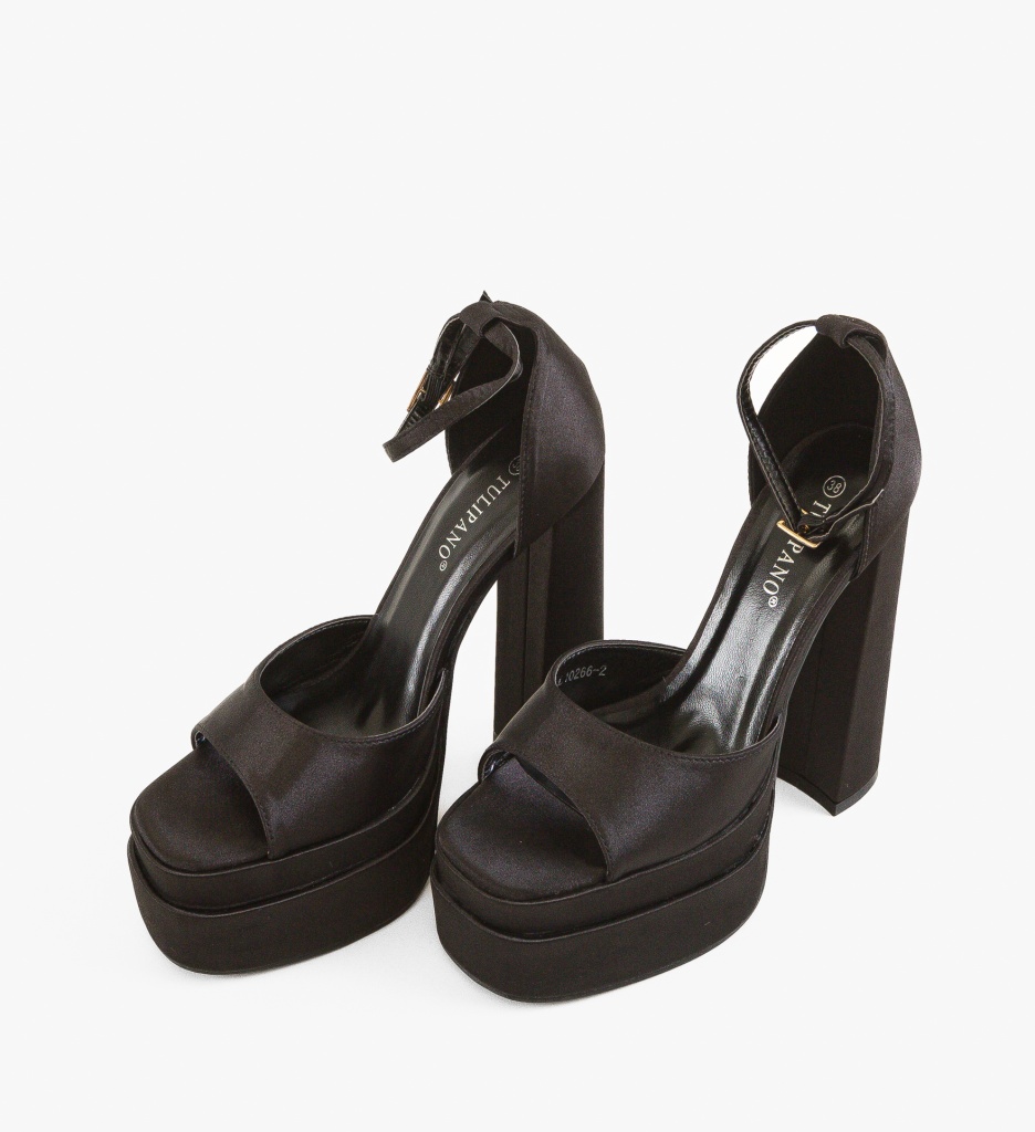 Sandale Haynes Negre cu Toc Elegant - imagine 5