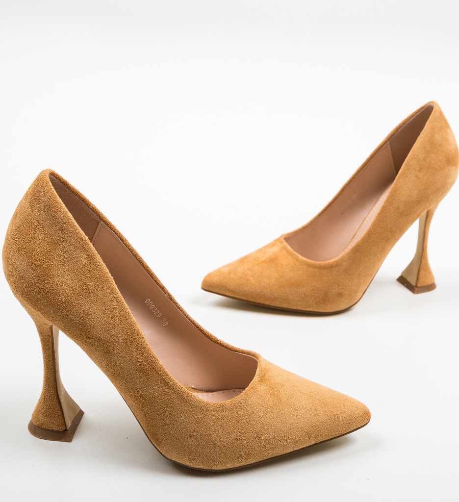 Pantofi Jorio Camel Eleganți cu Toc - imagine 5