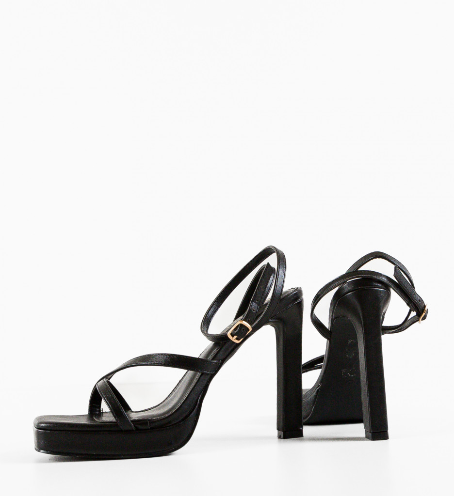 Sandale Lelesa Negre cu Toc Elegant - imagine 8
