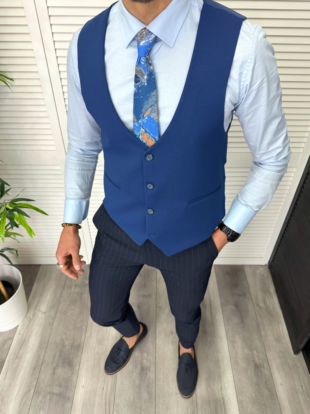 Compleu Barbati Vesta + Pantaloni Elegant Slim Fit