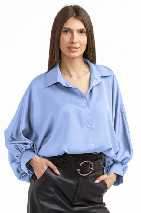 Cămașă Satin Eleganță Bleu Shopika