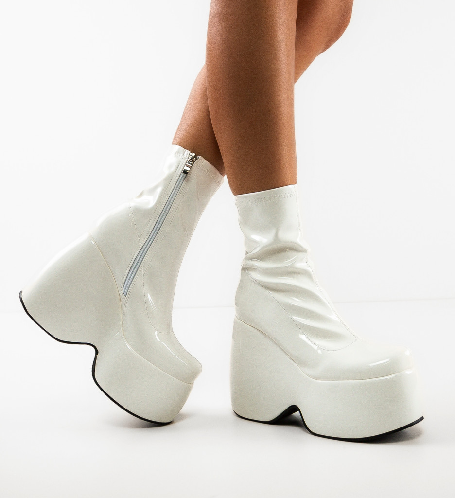 Botine Dama Cosmo Albe - Eleganță și Stil - imagine 3