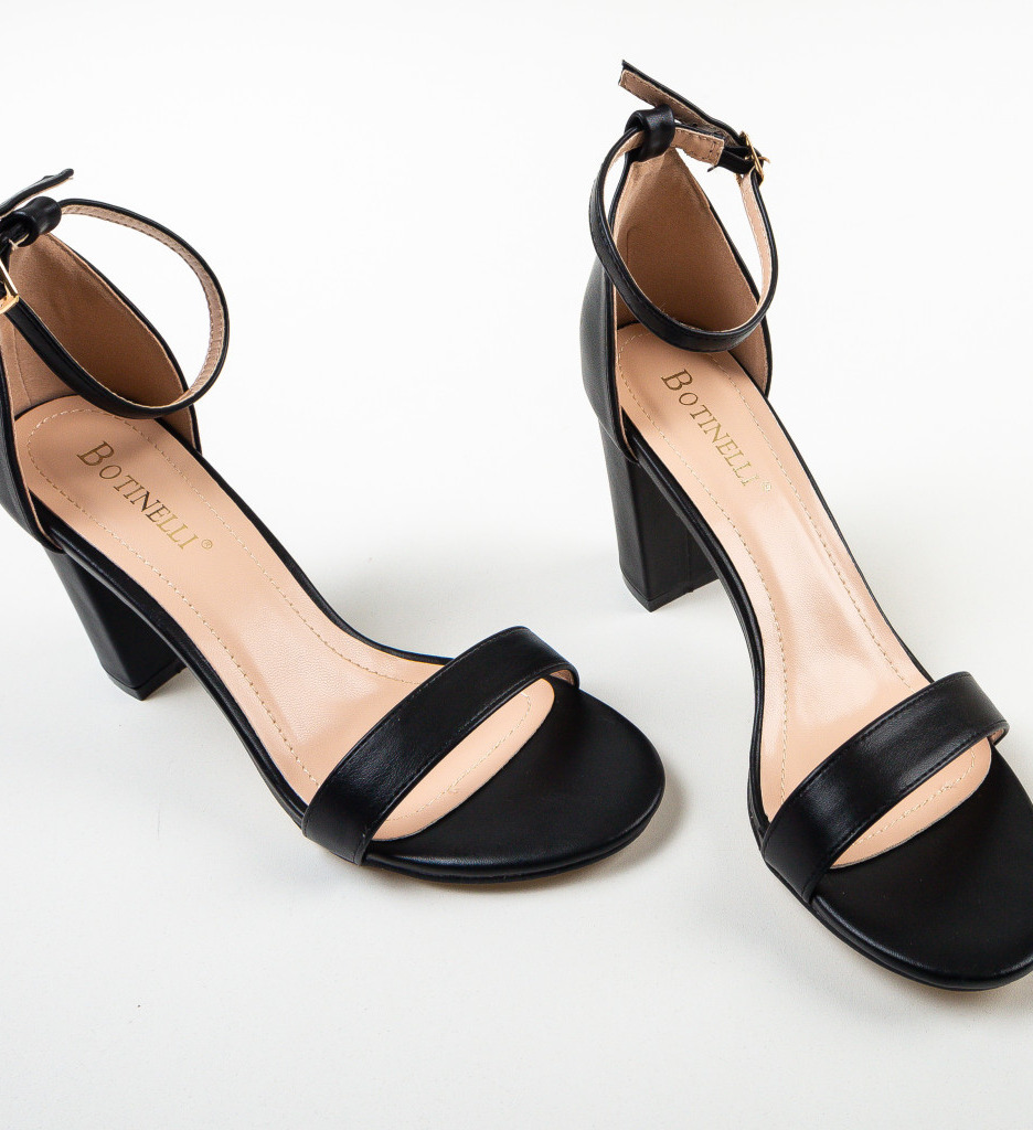 Sandale Ruairi Negre cu Toc Elegant - imagine 5