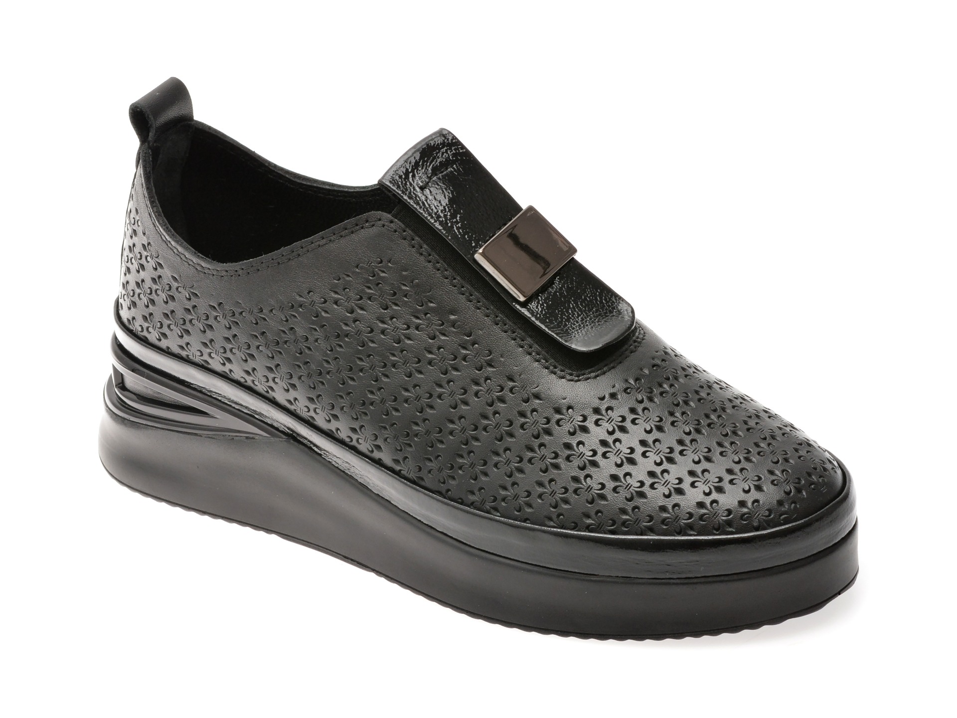 Pantofi IMAGE negri din piele naturală