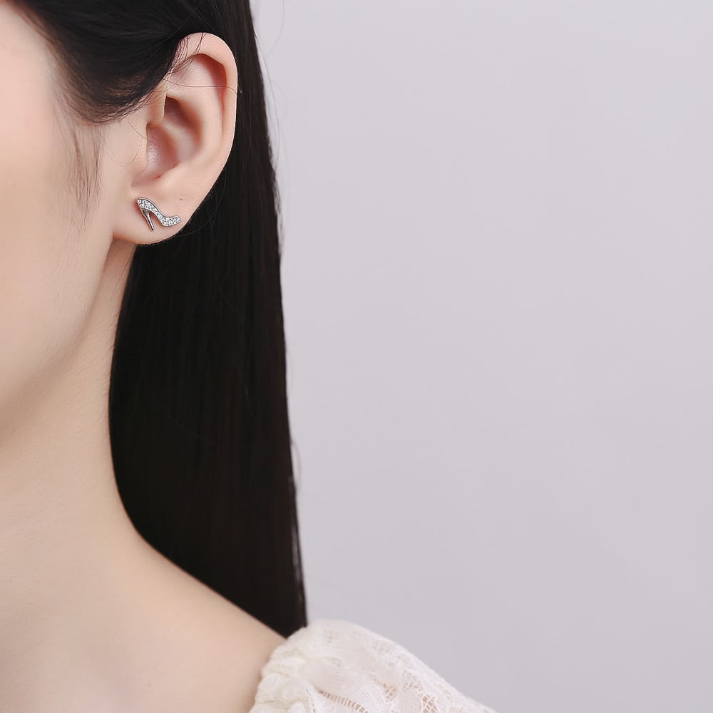 Cercei Argint Delis Model Pantof cu Rodiu - imagine 2