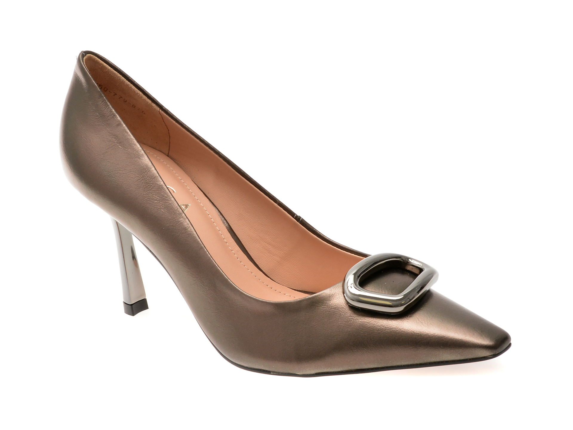 Pantofi Eleganti Epica Argintii din Piele Naturala