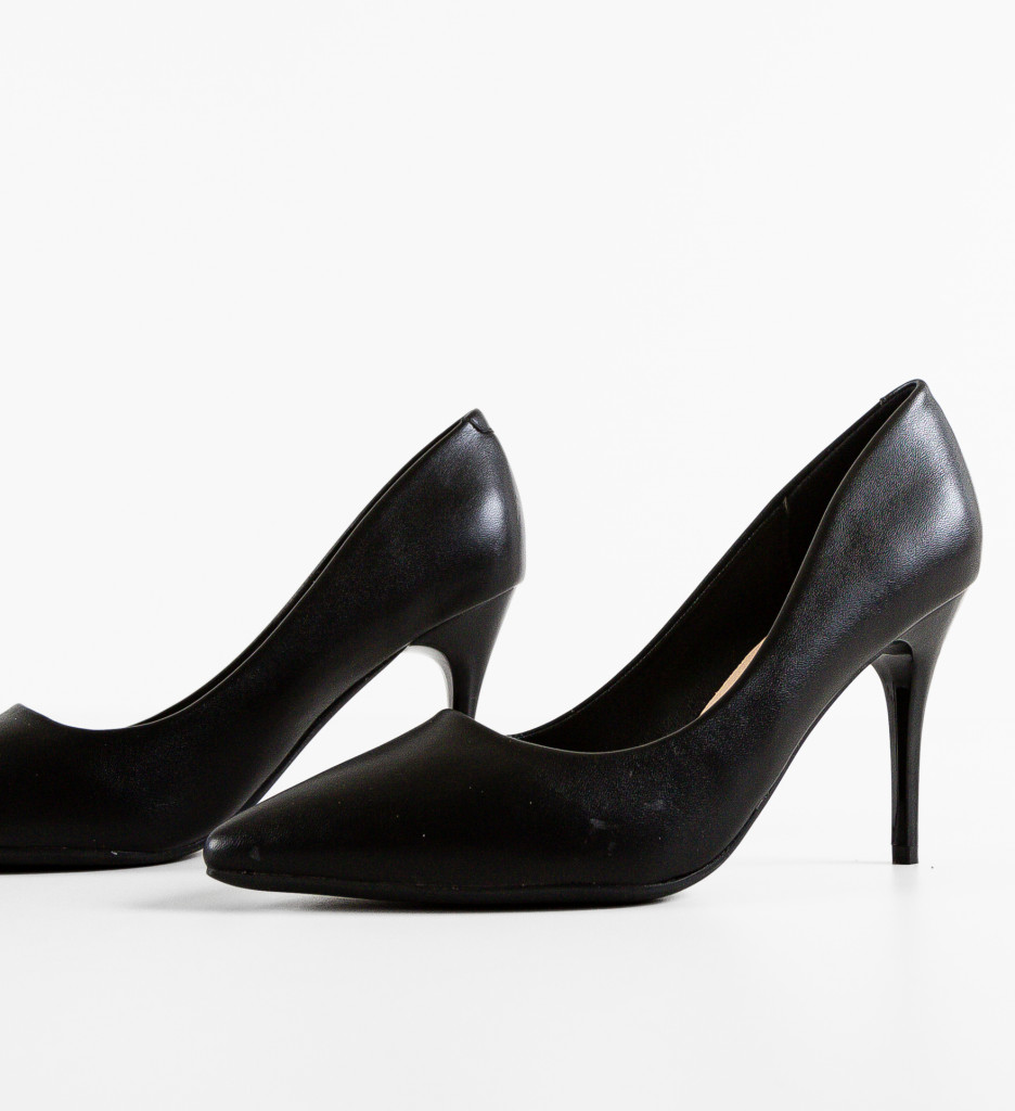 Danube Pantofi Toc Eleganți Negri - imagine 9