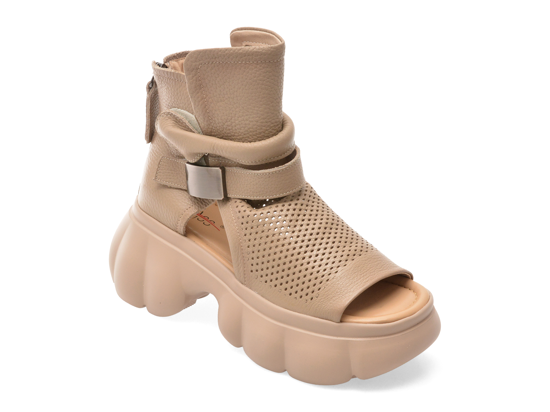 Ghete PASS COLLECTION bej din piele naturală