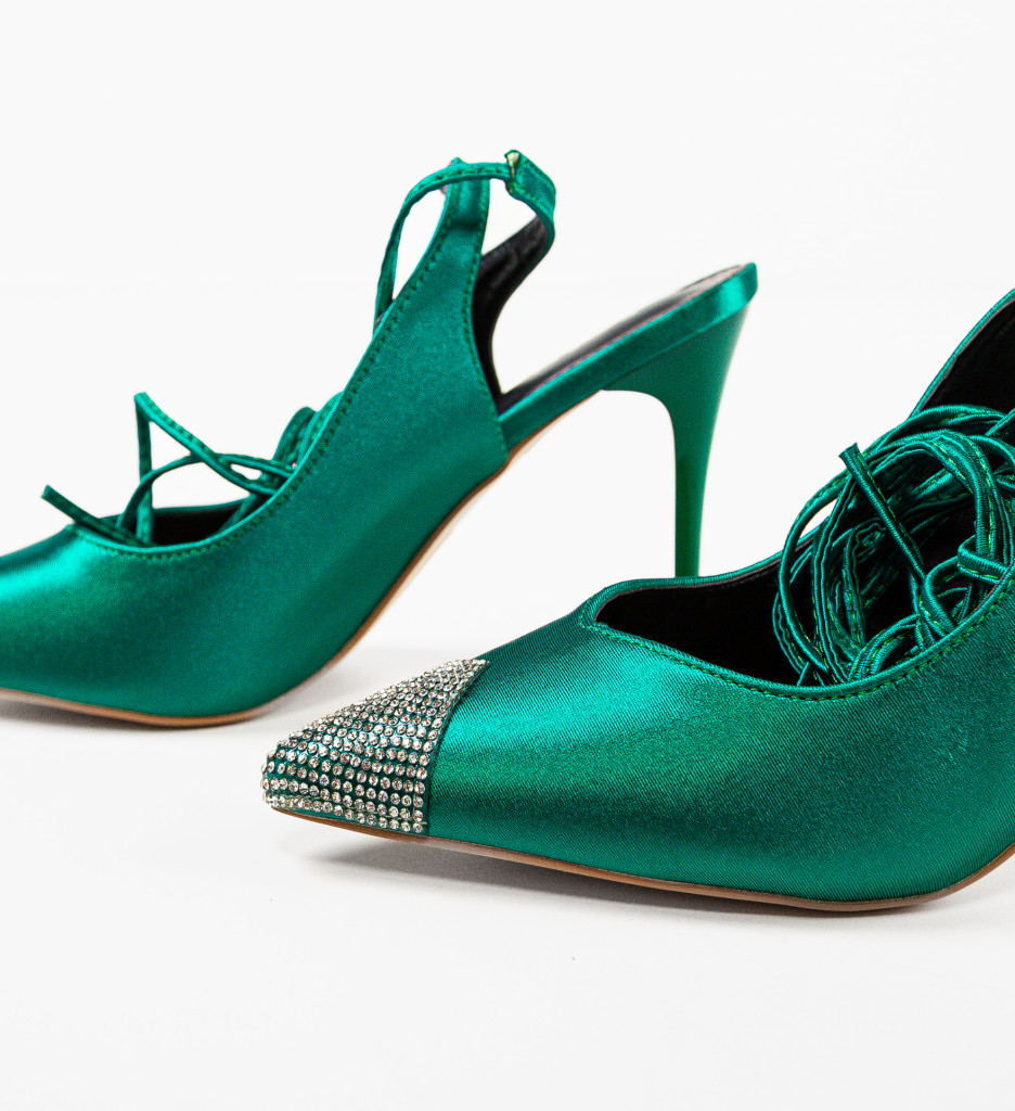 Pantofi Karola Verzi Eleganți cu Toc - imagine 5