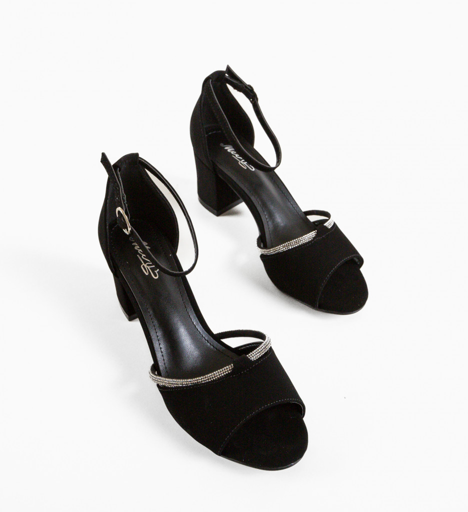 Sandale Leyre Negre cu Toc Elegant - imagine 7