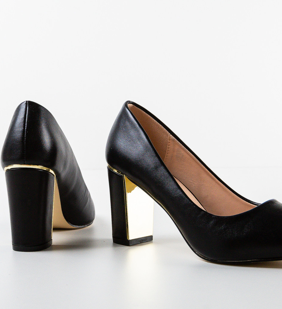 Pantofi Sherman Negri Eleganți cu Toc - imagine 5