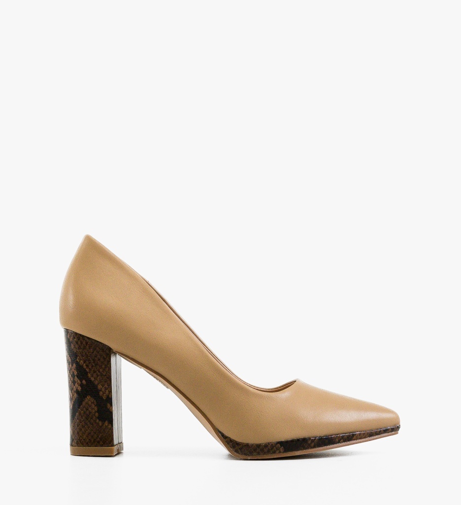 Pantofi dama Jarat Bej cu toc elegant - imagine 6