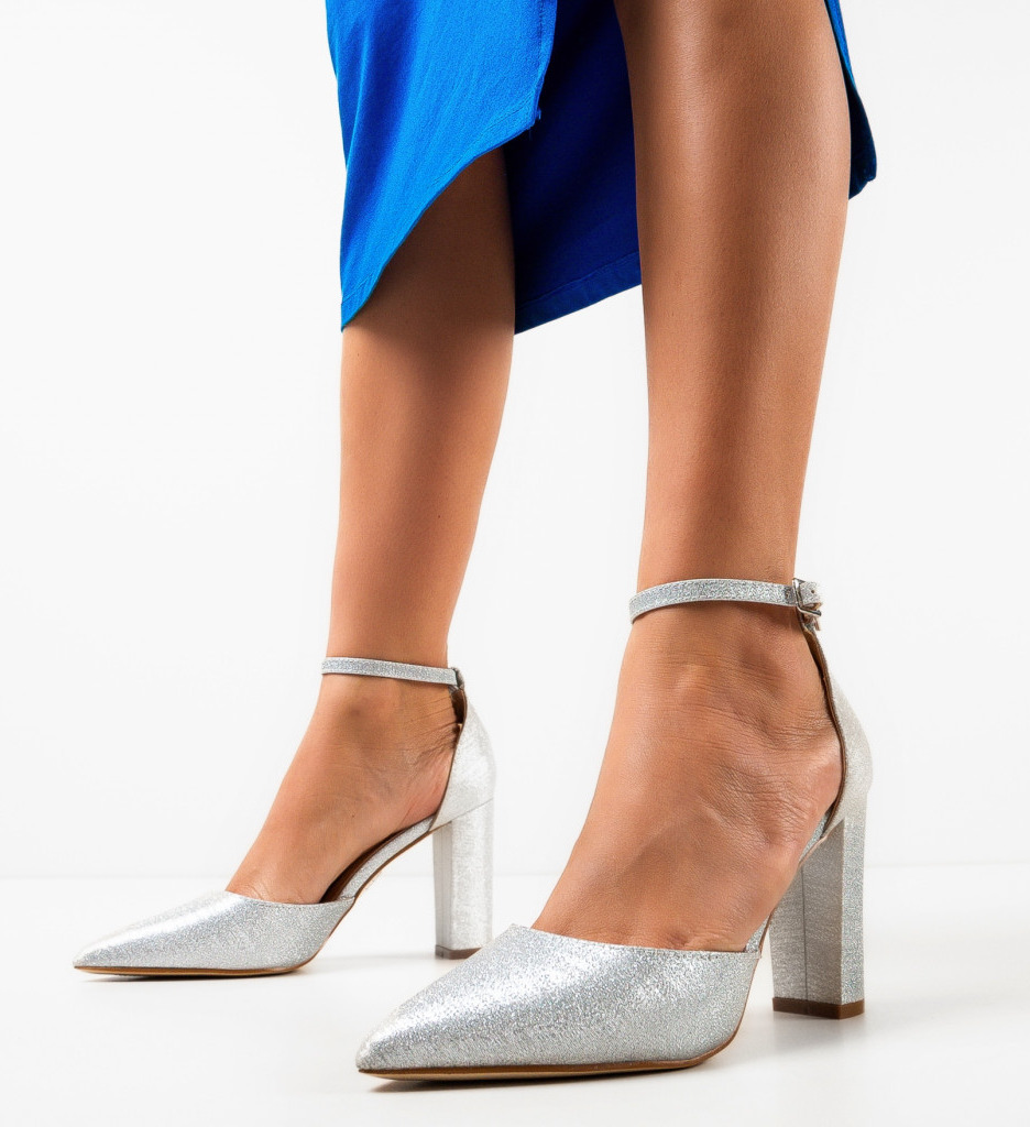 Pantofi cu Toc Argintii Nakara | Eleganță - imagine 3