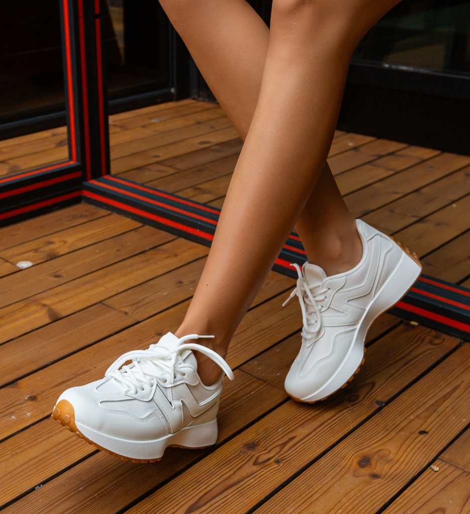 Sneakers Dama Sharad Albi - Confort și Stil - imagine 3