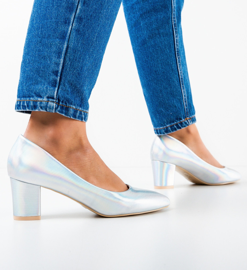 Pantofi Toc Argintii Eleganți - Stil Feminin
