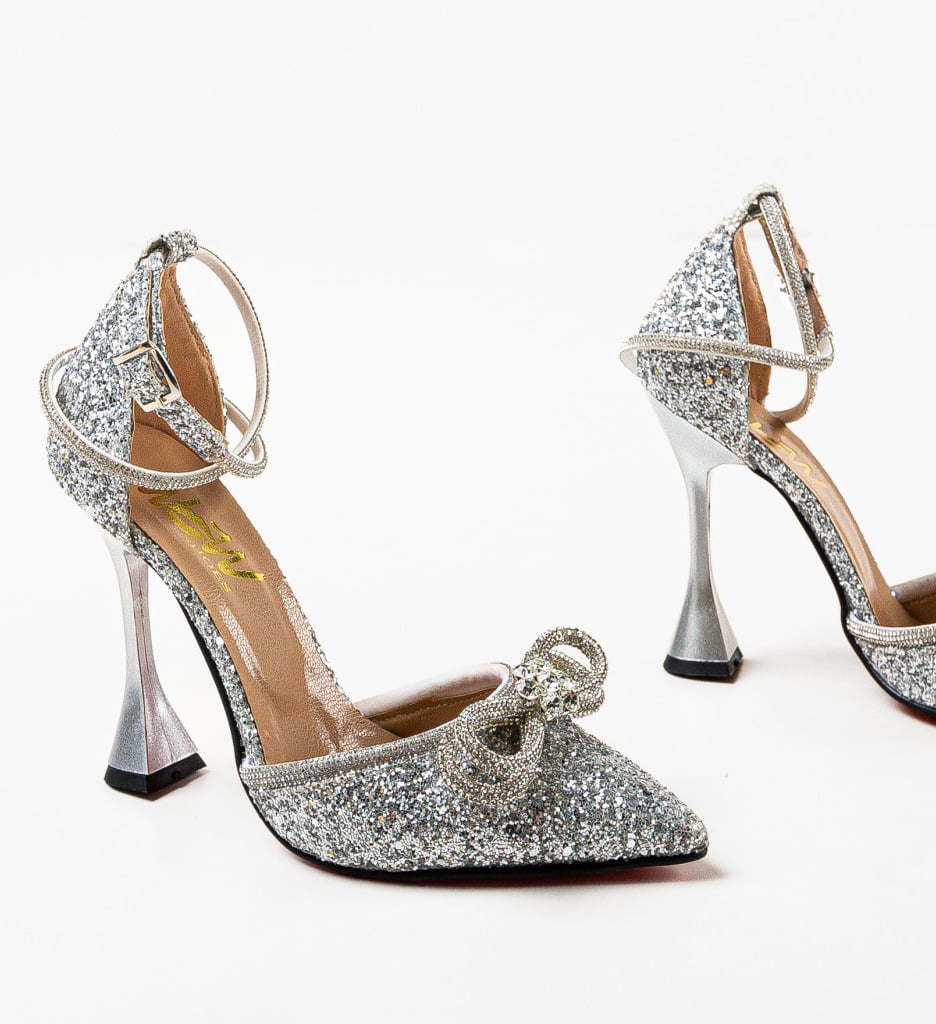 Pantofi Horio Argintii Eleganți de Ocazie - imagine 12