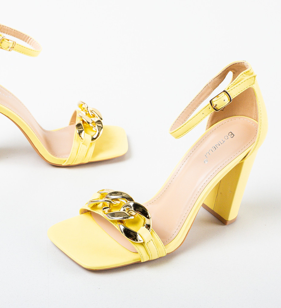 Sandale dama Kreta Galbene cu toc elegant - imagine 5