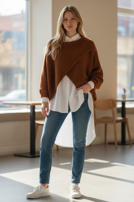 Poncho lână Shopika | Stil Elegant