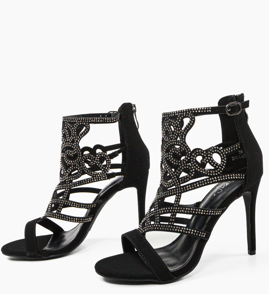 Sandale cu Toc Rocky Negre - Design Impunător - imagine 3