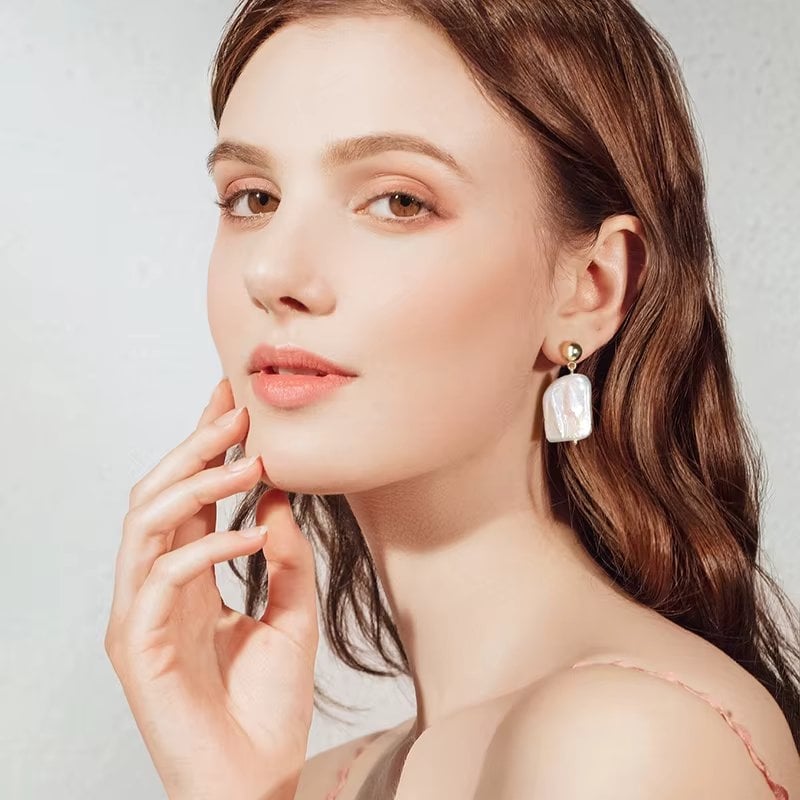 Cercei Delis Argint cu Perla Neregulată - imagine 3