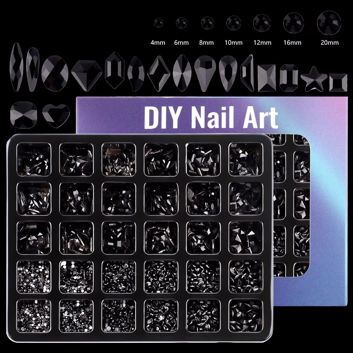 Strasuri Unghii Marquise RHINE62 Negru | Efect Spectaculos