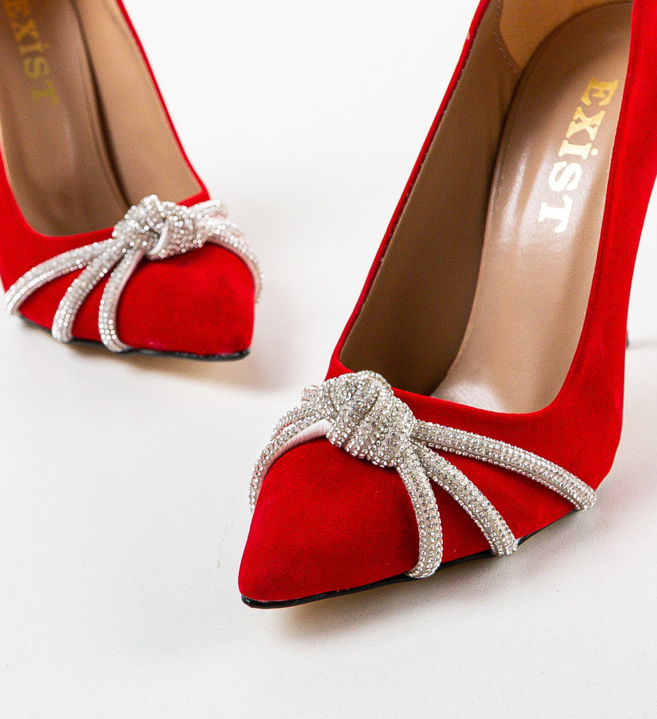 Pantofi Dama Mogles Rosii cu Toc Eleganți - imagine 6