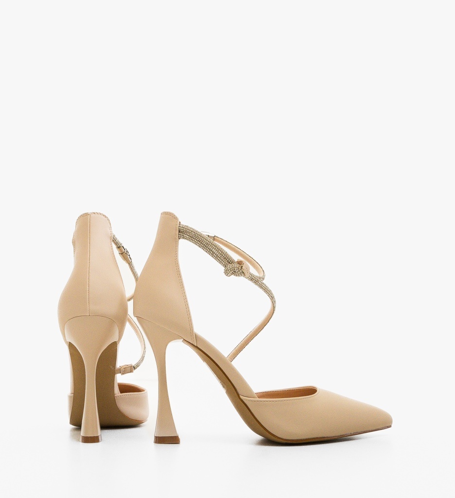 Pantofi Dama Ernes Bej Eleganți cu Toc - imagine 5