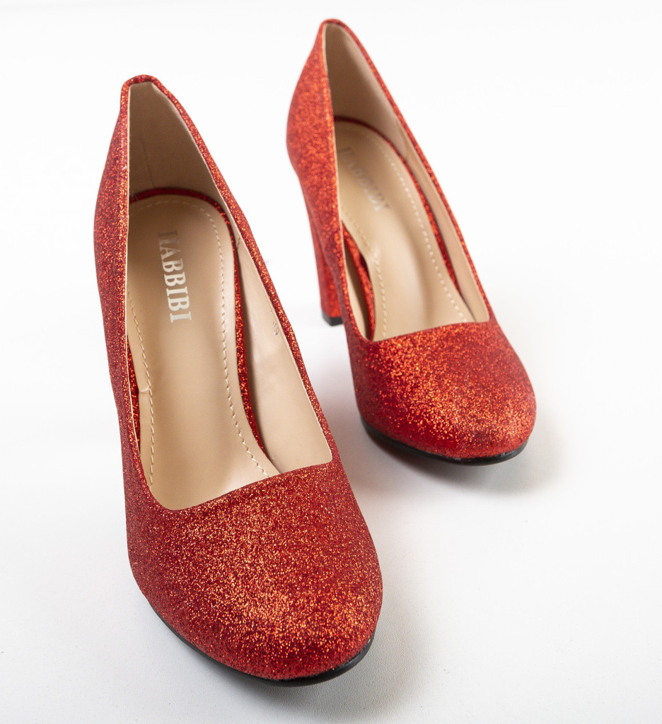 Pantofi Hekolora Rosii cu Toc Elegant - imagine 6