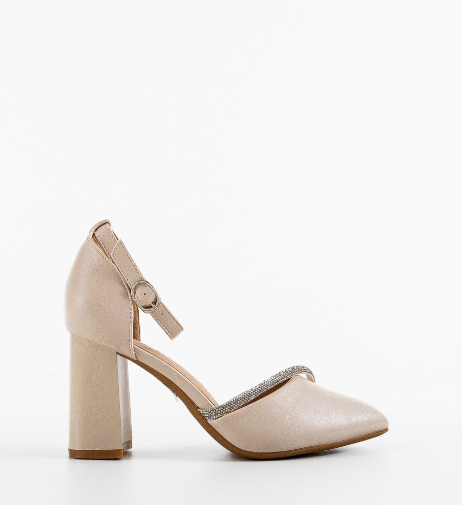 Pantofi Dama Dem Bej cu Toc Elegant - imagine 4