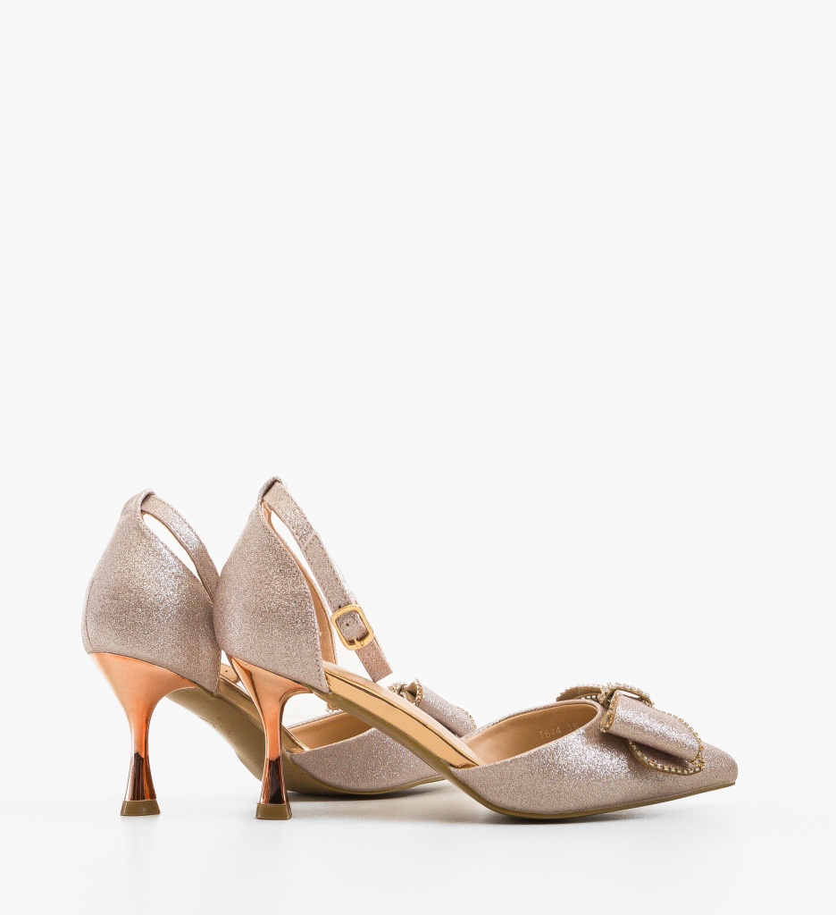 Pantofi Dama Myrelam Aurii cu Toc Eleganți - imagine 4