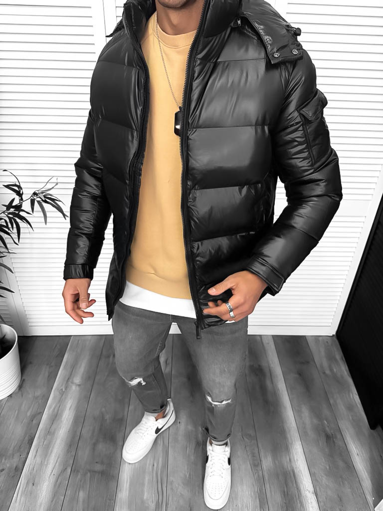 Geaca Barbati de Iarna Neagra Calduroasa