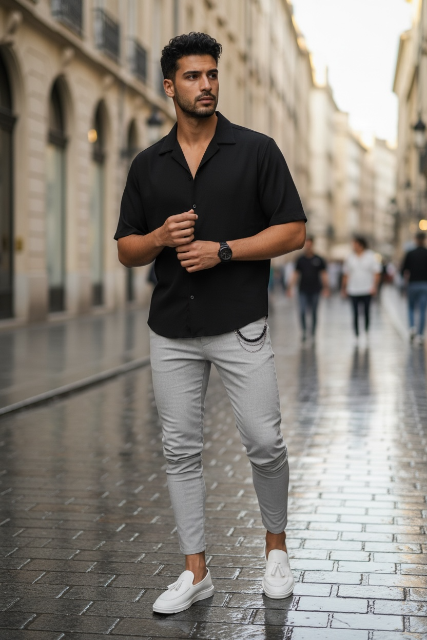 Pantaloni Barbati Casual Gri 100% Bumbac - imagine 2