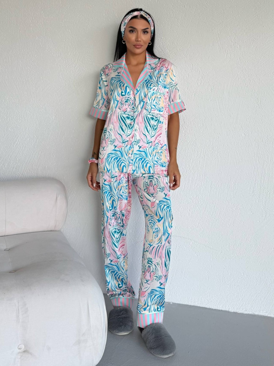 Set Pijama Dama 2 Piese Delis Satin Mat