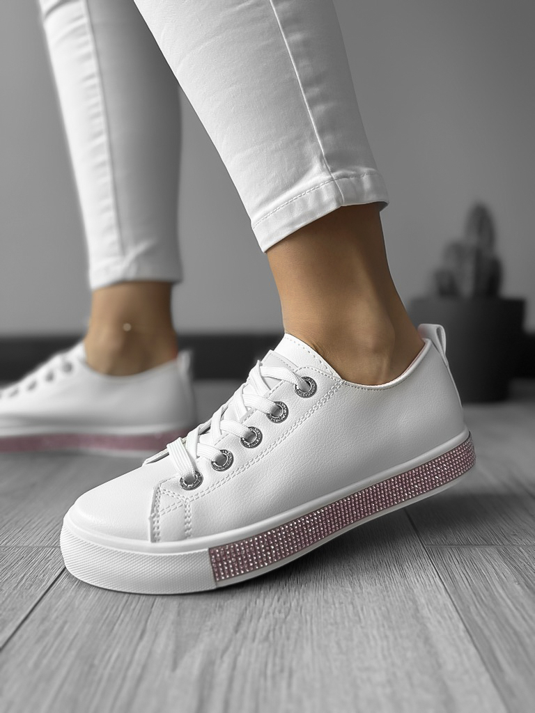 Adidasi Dama Albi cu Roz LA223 | Confort