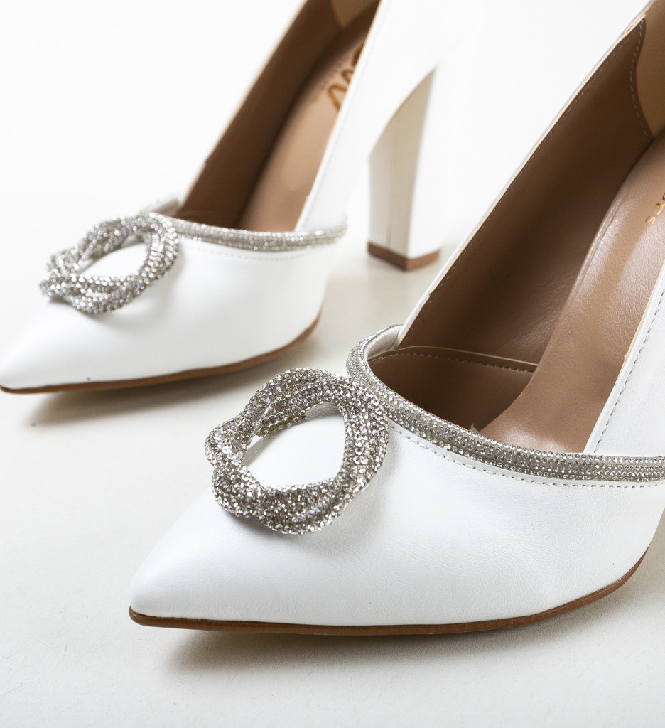 Pantofi cu Toc Albi Ronati | Eleganță Asigurată - imagine 6