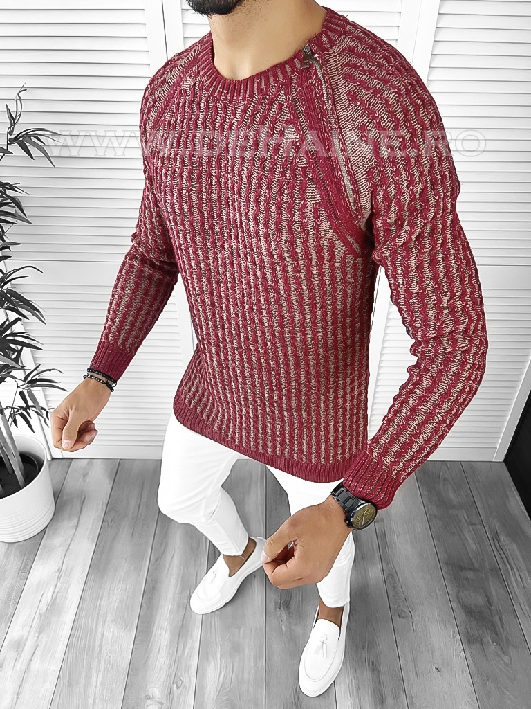 Pulover Barbati Bordo Slim Fit | Stil Elegant